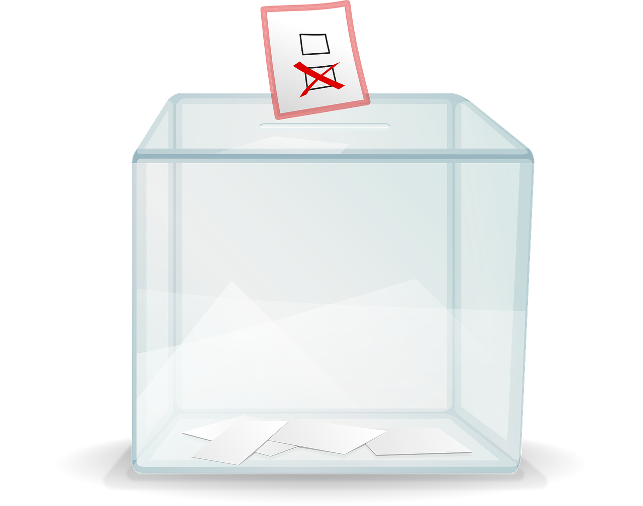 A ballot box with votes