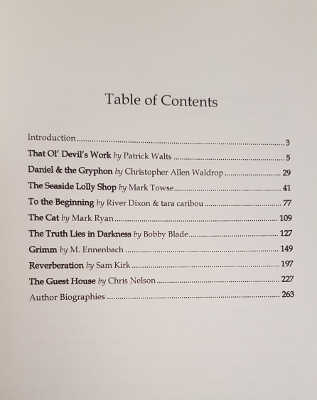 Table of Contents with "Reverberation" in it.